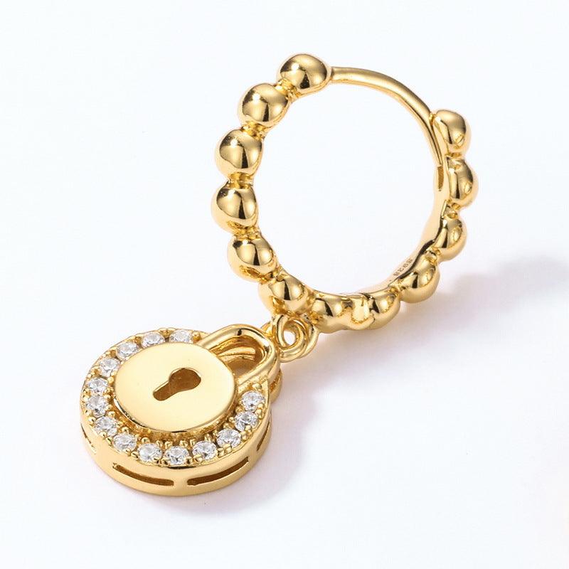 Vintage Earrings Heart Lock 10K Gold Plated