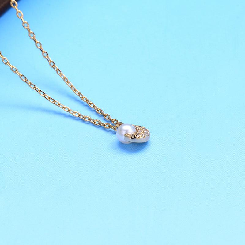 Moon Natural Pearl Full Diamond Necklace