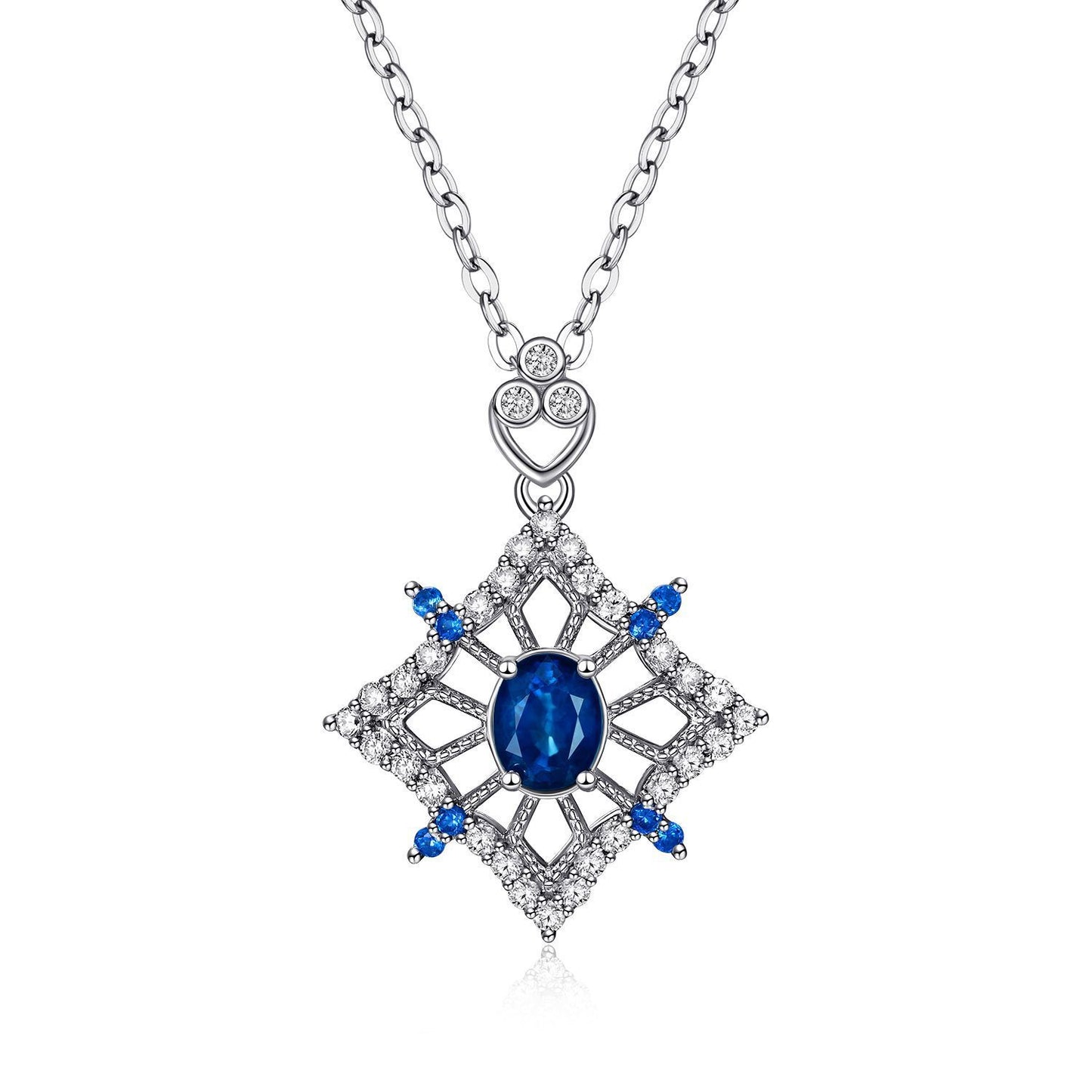 S925 Silver Sapphire Necklace