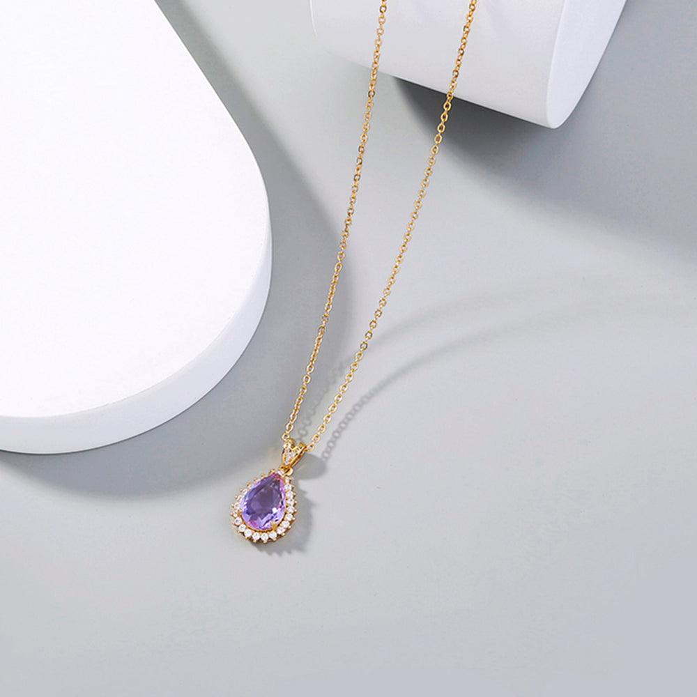 Water drop crystal zircon pendant necklace