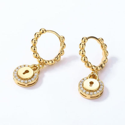Vintage Earrings Heart Lock 10K Gold Plated