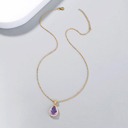 Water drop crystal zircon pendant necklace