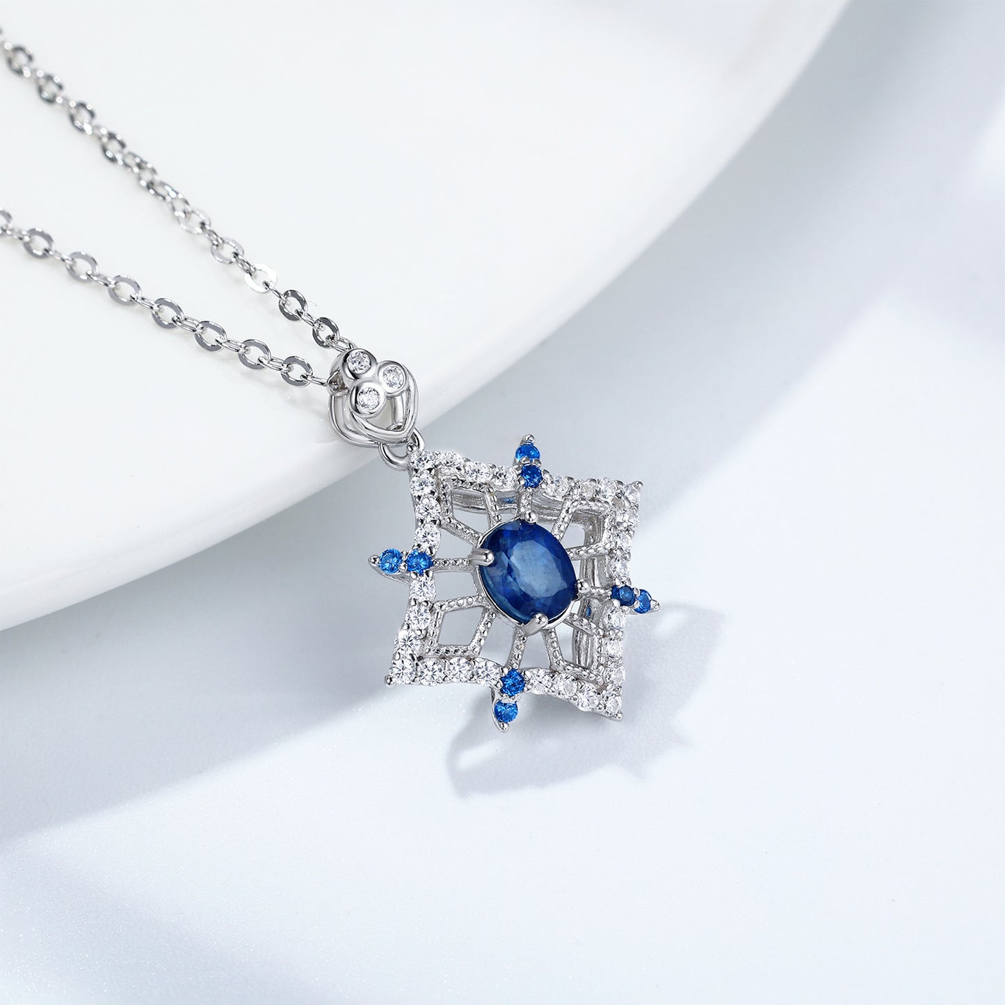 S925 Silver Sapphire Necklace