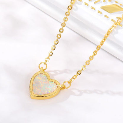 Romantic Heart Necklace Copper Zircon